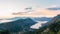 Bay of Kotor with bird`s-eye view. The town of Kotor, Muo, Prcan