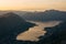 Bay of Kotor with bird`s-eye view. The town of Kotor, Muo, Prcan