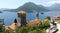 Bay of Kotor in Montenegro - Boka Kotorska - view from Perast town to islands and green hills