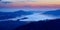 Bay of Kotor at Night. High Resolution Panorama of Boka-Kotorska bay. Kotor, Tivat, Perast, Montenegro.