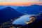 Bay of Kotor at Night. Panorama of Boka-Kotorska bay. Aerial View of Kotor Town, Montenegro.