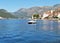 Bay of Kotor ocean and mountain views  and town of Perast in Montengro