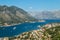 Bay of Kotor and old town Kotor in Montenegro. View from peak of mountain