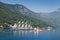 Bay of Kotor. Small island and sailing ship