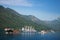 Bay of Kotor. Small islands and sailing ship