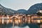 Bay of Kotor. The Town Of Kotor. The reflection in the water. Long exposure. Montenegro.