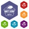 Bay leaf spice icons vector hexahedron