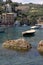 Bay of little seaside town Portofino with luxury yachts and boats.