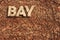 Bay sign on the wall of redbrick warehouse at Hakodate port