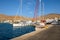 Bay with yachts and boats in Karavostasi port on the island of Folegandros. Cyclades,