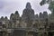 Bayon the central temple of Angkor Thom, late 12th century.It rains in the rainy season. Cambodia, 04.10. 2019