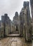 Bayon the central temple of Angkor Thom, late 12th century.It rains in the rainy season. Cambodia, 04.10. 2019