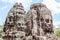 Bayon stone faces tower in Angkor Wat, Siem Reap, Cambodia.