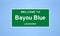 Bayou Blue, Louisiana city limit sign. Town sign from the USA.