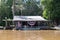 Bayou Home with an American Flag along the Old Pearl River in Louisiana with Green Trees