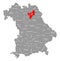 Bayreuth county red highlighted in map of Bavaria Germany