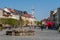 Bayreuth old town market place with maypole