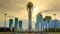 Bayterek tower in Astana capital of Kazakhstan on beautiful sunset timelapse