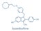 Bazedoxifene postmenopausal osteoporosis prevention drug molecule. Selective estrogen receptor modulator SERM. Skeletal formula.