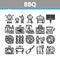 Bbq Barbecue Cooking Collection Icons Set Vector