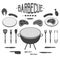 BBQ. Barbecue and grill design elements. Equipment, meat, chicken, sausage, kebab