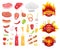 BBQ Barbecue Party Icons Set Vector Illustration