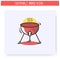 Bbq grill color icon. Editable illustration