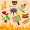 Bbq grill decorative icons set.