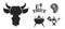 BBQ grill elements. Barbecue grilling icons beef steak roaster utensils vintage cooking steake house symbols