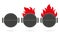 BBQ grill icon set with fire flame. Top view of Barbecue. Vector illustration