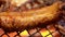 Bbq Grilled pork ribs steak, On the flaming grilled close up