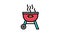 bbq iron summer picnic color icon animation