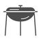 BBQ outdoor grill solid icon, camping equipment concept, Standing round barbecue equipment sign on white background