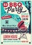 BBQ Party On The Backyard. Vector Poster Illustration.