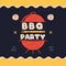 BBQ party card template. BBQ grill square card for social media marketing. Barbecue post design. Stock vector poster