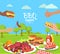 BBQ Party Colorful Poster with Cute Summer Park