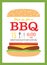 BBQ party invitation card with hamburger