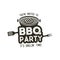 BBQ party typography poster template in retro old style. Offset and letterpress design. Letter press label, emblem