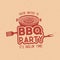 BBQ party typography poster template in retro old style. Offset and letterpress design. Letter press label, emblem