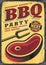 BBQ party vintage metal sign template