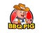 BBQ Pig Cartoon Mascot Logo