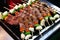 BBQ raw, barbecue grill raw, cooked meat raw selective focus