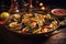 bbq seafood paella with vibrant spices and herbs