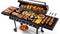 a BBQ session with a high-resolution photograph showcasing a BBQ grill against a crisp white background, offering a