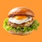 BBurger with ham, patty, egg and lettuce leaves
