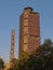 BBVA Bancomer Tower and `Estela de Luz` in Avenida Paseo de la Reforma from Chapultepec Park, Mexico City, Mexico