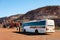 BCI bus of Lestok Tours travel company which provides guided tours through the Rio Tinto iron ore mine in Pilbara region