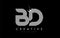 BD B D Letter Logo Design White Magenta Dots and Swoosh