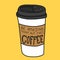 Be amazing today but first, Coffee cartoon illustration doodle style