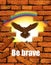 Be brave. The power is within you. Flying eagle. Rainbow. Illustration.